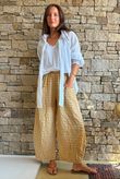 Nonni Gingham Relaxed Barrel Pant Mustard